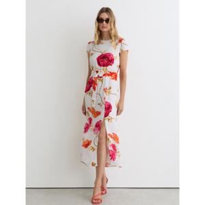REISS Lyra Floral-Print Belted Midi Dress